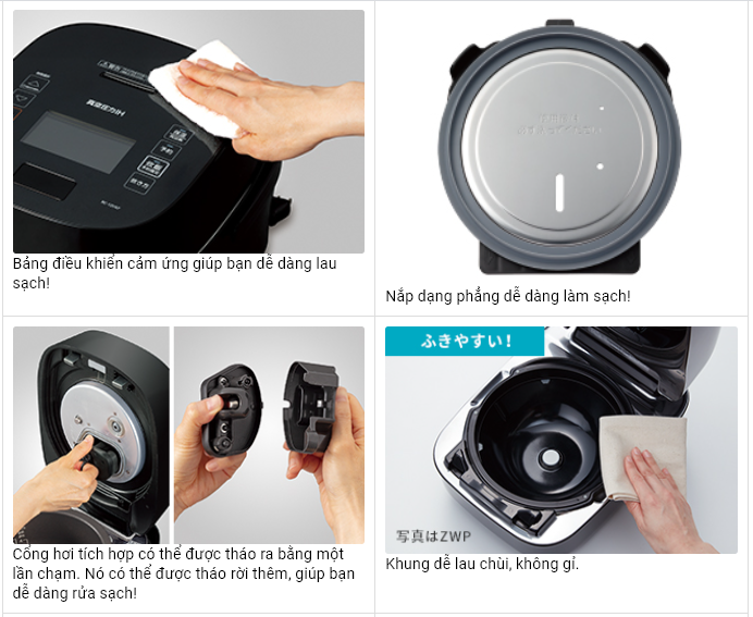 Thiết kế nồi cảm ứng, nắp rời giúp việc vệ sinh nồi dễ dàng hơn