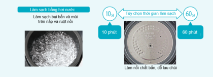 Tính năng làm sạch nắp và ruột nồi bằng hơi nước của nồi Toshiba RC-18VSR