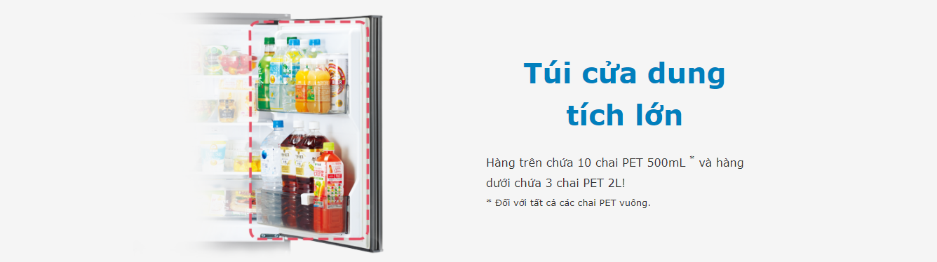 Khay cửa tủ Mitsubishi MR-P15F dung tích lớn