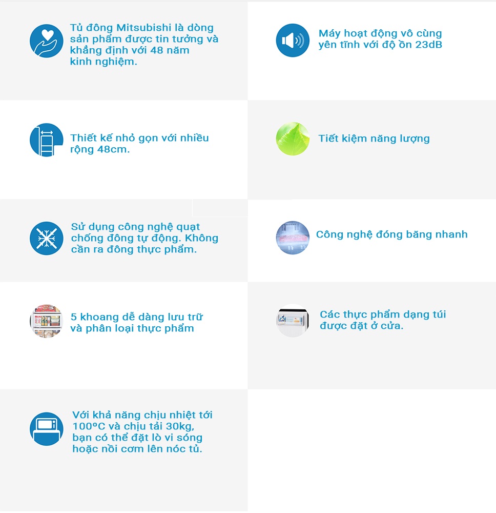 Các tính năng nổi bật của tủ cấp đông Mitsubishi MF-U14F-B