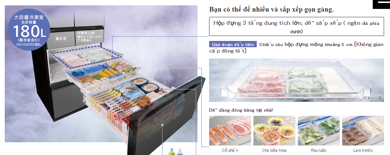 Vị trí của ngăn làm lạnh nhanh trong tủ lạnh Hitachi 