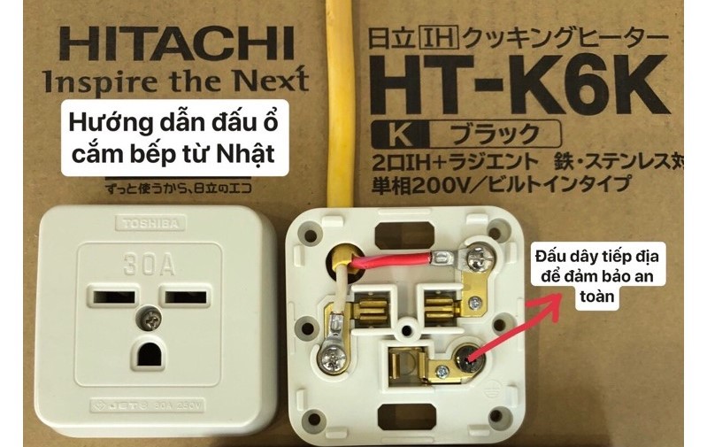 Hướng dẫn đấu ổ cắm Toshiba cho bếp từ Nhật