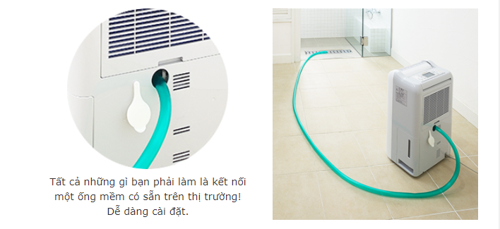 Máy hút ẩm MJ-M120SX có thể kết nối với một ống dẫn ngoài