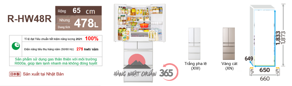 Tổng quan tủ lạnh Hitachi R-HW48R