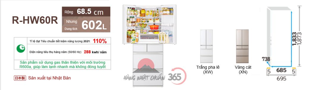 Tổng quan tủ lạnh Hitachi R-HW60R