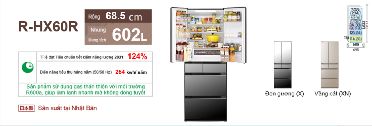 Tổng quan tủ lạnh Hitachi R-HX60R