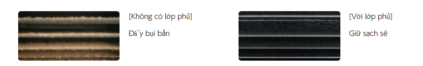 So sánh bụi trên quạt thổi trang bị lớp phủ chống rỉ và chống nấm mốc