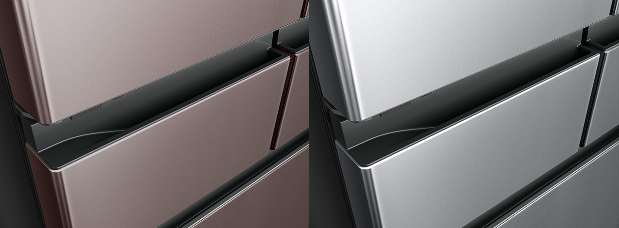 Bề mặt cửa là tấm thép mờ thanh lịch: màu bạc - màu nâu đen