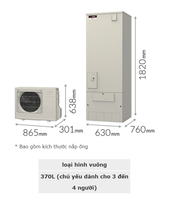 Kích thước máy nước nóng trung tâm