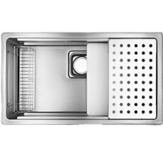 Chậu rửa bát Shigeru LE JSM-K 3F FS (81cm, góc vuông, mặt sần, hố đúc liền, 2 đường ray)