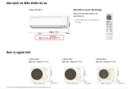 Điều hòa Daikin S225ATES kích thước